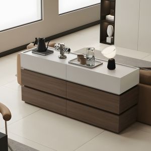Sonlen chest of drawers made of melamine and MDF in a walnut-beige shade 120x40x72cm