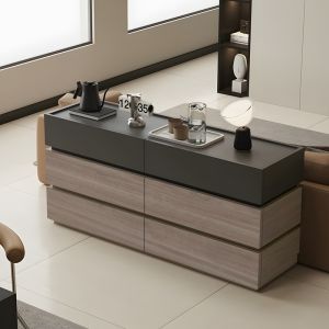 Sonlen chest of drawers made of melamine and MDF in anthracite-light walnut color 120x40x72cm