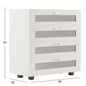 Скрин Thorgan, меламин, бял, 4 чекмеджета 80χ40χ83hcm Hm9880,03