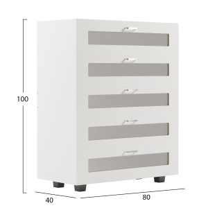 Скрин Thorgan, меламин, бял, 5 чекмеджета 80χ40χ100hcm Hm9881,03