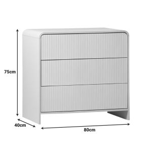 Chest of drawers Zeplen Mdf in white 80x40x75cm