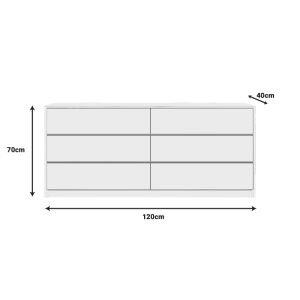 MDF chest of drawers in white shade 120x40x70cm