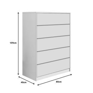 MDF chest of drawers in white shade 80x40x109cm