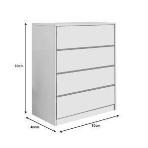 MDF chest of drawers in white shade 80x40x80cm