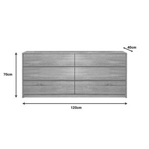 MDF chest of drawers in natural shade 120x40x70cm
