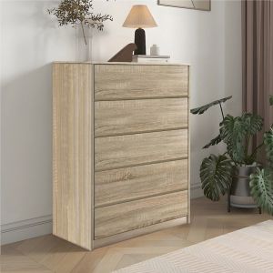 MDF chest of drawers in natural shade 80x40x109cm