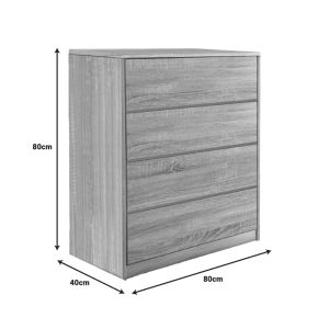 MDF chest of drawers in natural shade 80x40x80cm