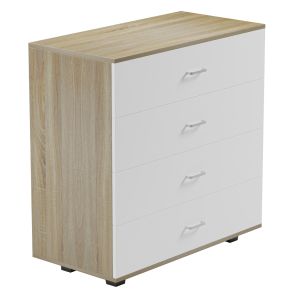 Скрин с 4 чекмеджета Hm8996,04 меламин в Sonama-бял 80x40x83hcm