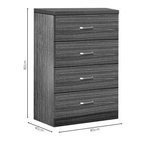 Chest of 4 drawers Killian zebrano color 80x40x80cm