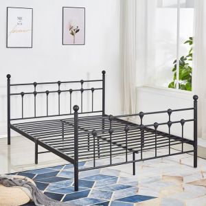 Bedroom Bed 150x200 black color Hm575,01