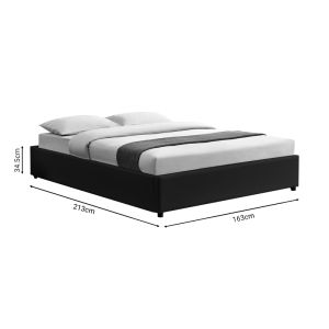 Bedroom Circe black eco-leather with mattress box 150x200cm