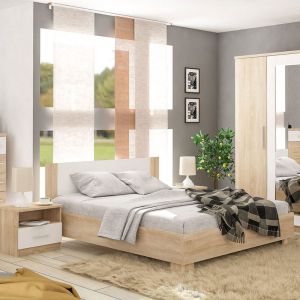 Bedroom Geneva color white/natural for mattress 160x200cm