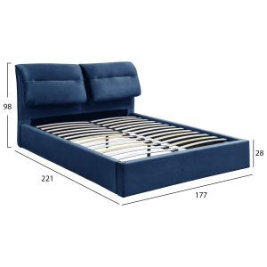 Bedroom Kendra Hm565,18 with chest of drawers with blue fabric 160x200cm