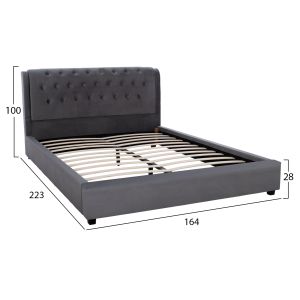 Odalys bedroom for mattress 150x200 with plush gray fabric Hm549,11 164x223x100cm
