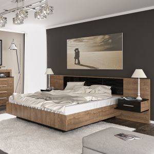 Bedroom Romilly color glossy black-walnut 160x200cm