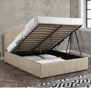Bedroom Tatiana beige textile fabric with drawers 160x200cm