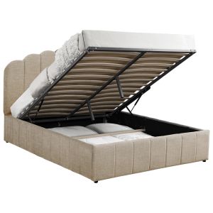 Bedroom Tatiana beige textile fabric with drawers 160x200cm