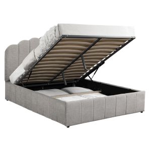 Bedroom Tatiana textile gray color with drawers 160x200cm