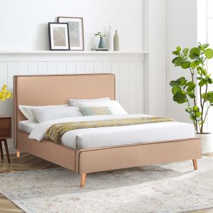 Bedroom double bed with beige fabric Indra Fb9662,02 for mattress 160x200cm