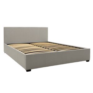 Bedroom with chest of drawers Norse damask gray textile 160x200cm