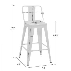 Medium-high metal bar stool Melita Relix white matt Hm8574,31 42x42x89,5cm