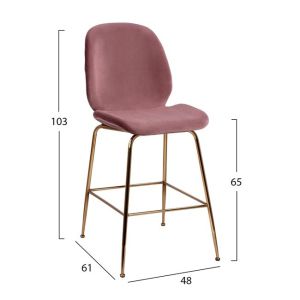 Medium-high bar stool Nora rose ash with metal frame Hm8524.02