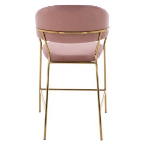 Medium high bar stool Theodore plush ash rose Hm8734,02 60x55x100cm