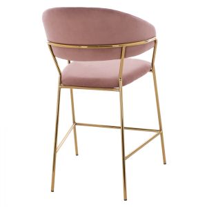 Medium high bar stool Theodore plush ash rose Hm8734,02 60x55x100cm