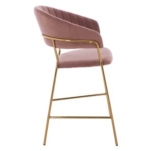 Medium high bar stool Theodore plush ash rose Hm8734,02 60x55x100cm