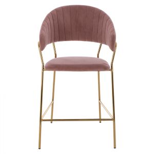 Medium high bar stool Theodore plush ash rose Hm8734,02 60x55x100cm