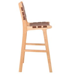 Medium height bar stool mango wood, brown leather Felipe Medium Height Hm9329,01 45x47x94hcm
