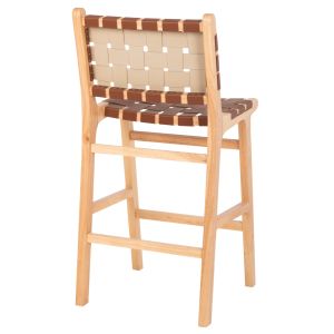 Medium height bar stool mango wood, brown leather Felipe Medium Height Hm9329,01 45x47x94hcm