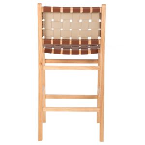 Medium height bar stool mango wood, brown leather Felipe Medium Height Hm9329,01 45x47x94hcm