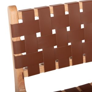Medium height bar stool mango wood, brown leather Felipe Medium Height Hm9329,01 45x47x94hcm