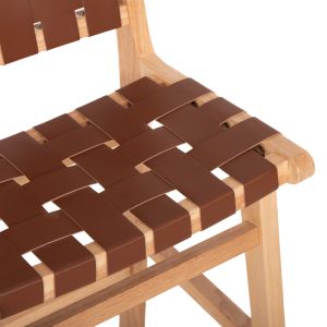 Medium height bar stool mango wood, brown leather Felipe Medium Height Hm9329,01 45x47x94hcm