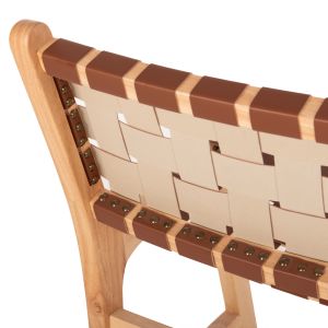 Medium height bar stool mango wood, brown leather Felipe Medium Height Hm9329,01 45x47x94hcm