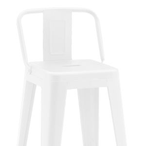 Medium-high bar stool with backrest, Utopia, metal, in matt white, 42x42x86 cm