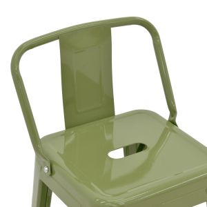 Medium-high bar stool with backrest, metal, Utopia, dark olive color, 42x42x86 cm