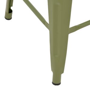 Medium-high bar stool with backrest, metal, Utopia, dark olive color, 42x42x86 cm