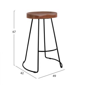 Medium high bar stool with acacia solid wood seat Hm8487.11