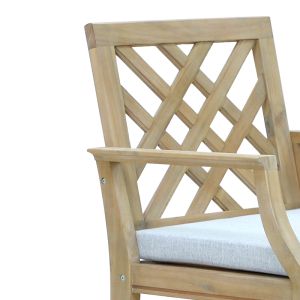 Средновисок бар стол Amalfi Chair акация масив бежов текстил 59x63,5x104,9cm