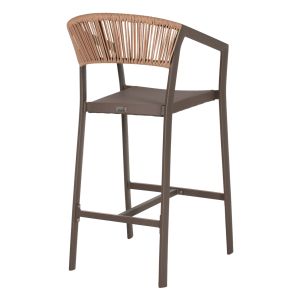 Medium-high bar stool aluminum color Champagne-textile-pe rattan 56x58x105hcm Hm5892.23