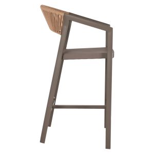 Medium-high bar stool aluminum color Champagne-textile-pe rattan 56x58x105hcm Hm5892.23