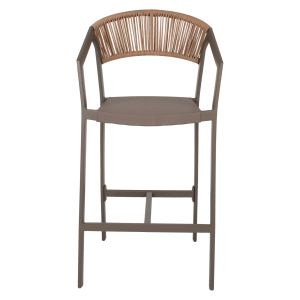 Medium-high bar stool aluminum color Champagne-textile-pe rattan 56x58x105hcm Hm5892.23