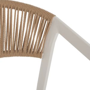 BAR STOOL ALUMINUM WITH ARMS WHITE TEXTLINE PE RATTAN 56x58x105Hcm.HM5892.22