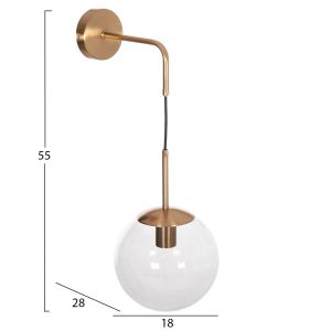 Wall lamp Gyda Hm4473 metal in gold-glass 18x28x55cm.