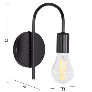 Wall lamp Kramer Hm4657.01 metal in black 12x20x25hcm.