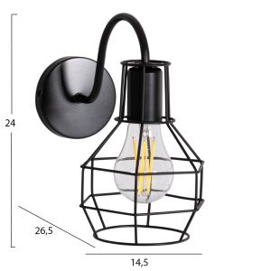 Wall lamp Milid2 Hm4479 metal in black 14.5x26.5x24cm.
