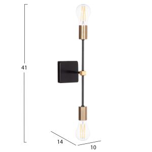 Wall sconce Saber2 Hm4465 metal in black and gold 10x14x41cm.