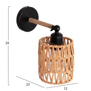 Wall lamp Stolt2 Hm4484 metal base - hemp rope [-e27] 12x23x24cm.